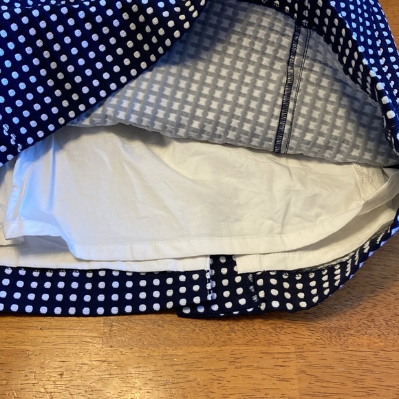 McGinn Womens Size 6 Cora Polka Dot Navy White Mini Tank Dress Structured Square - Picture 12 of 15